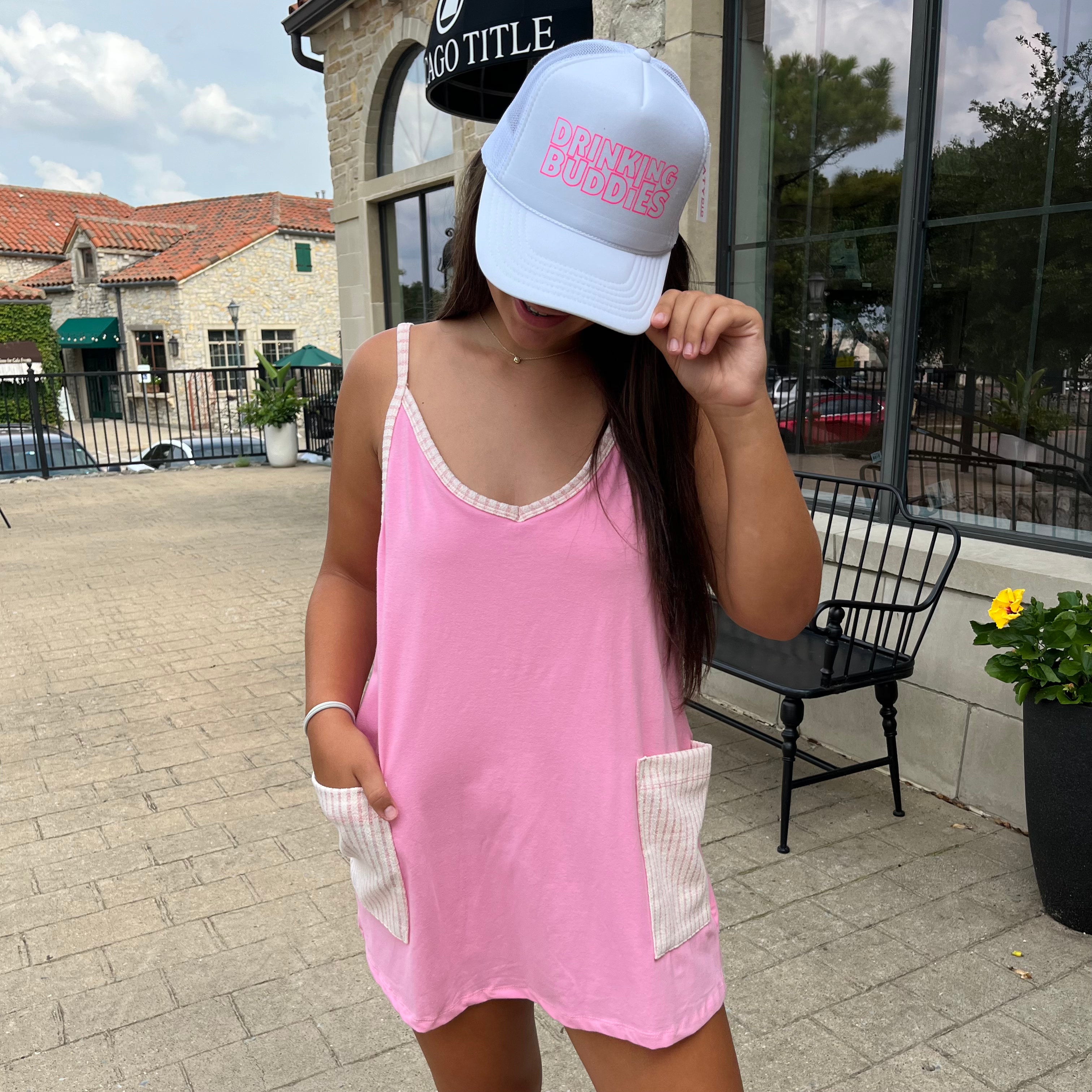 romper mini dress Adventure Awaits Casual Romper Mini Dress Fuchsia / L