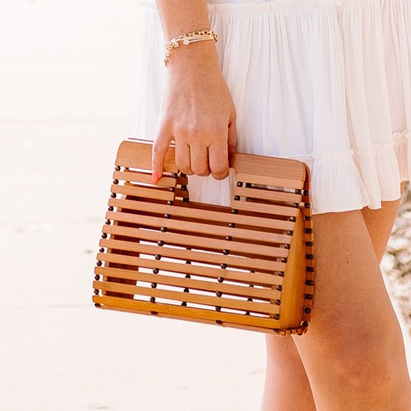 Bamboo wood purse hot sale