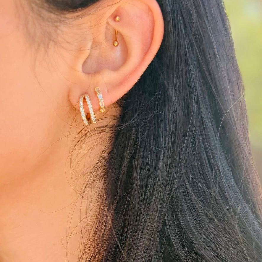 The Quinn Pave Shine Double Huggie Hoops
