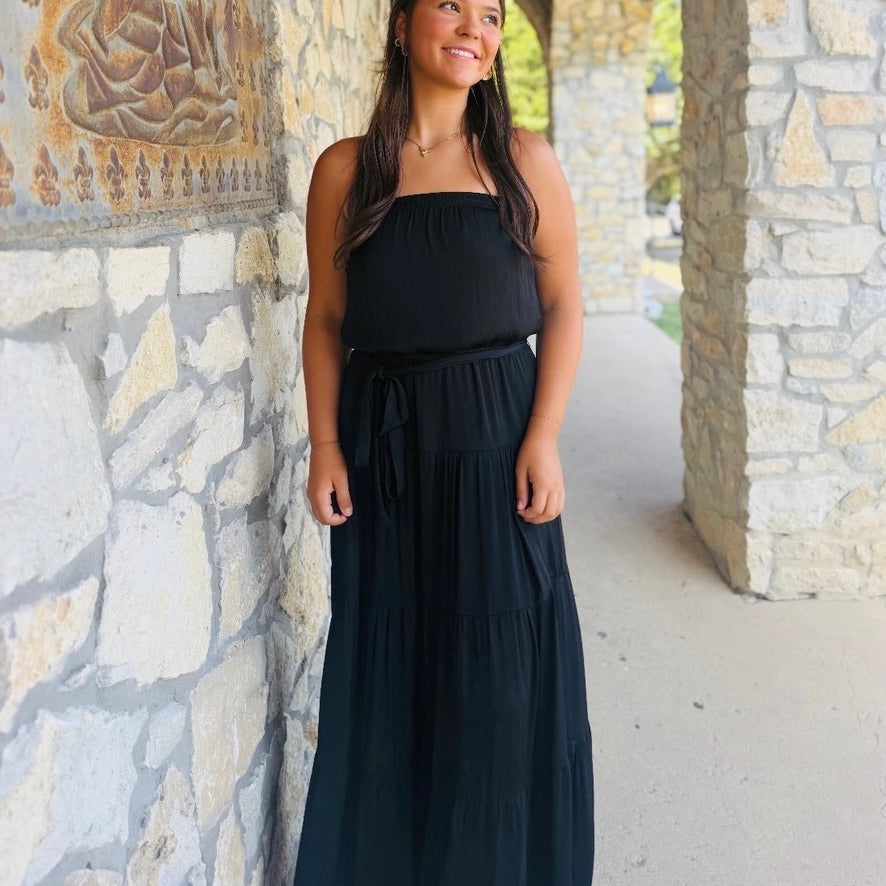 West Lake Tiered Strapless Maxi Dress