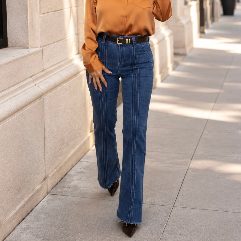 Harlow High Rise Front Tuck Lines Flare Jeans