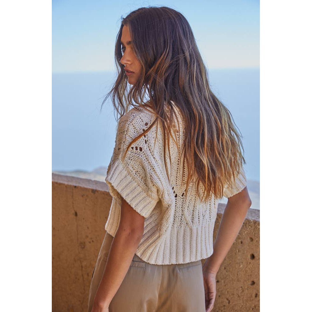 The Cozy Orchard Crochet Drop Shoulder Sweater Top
