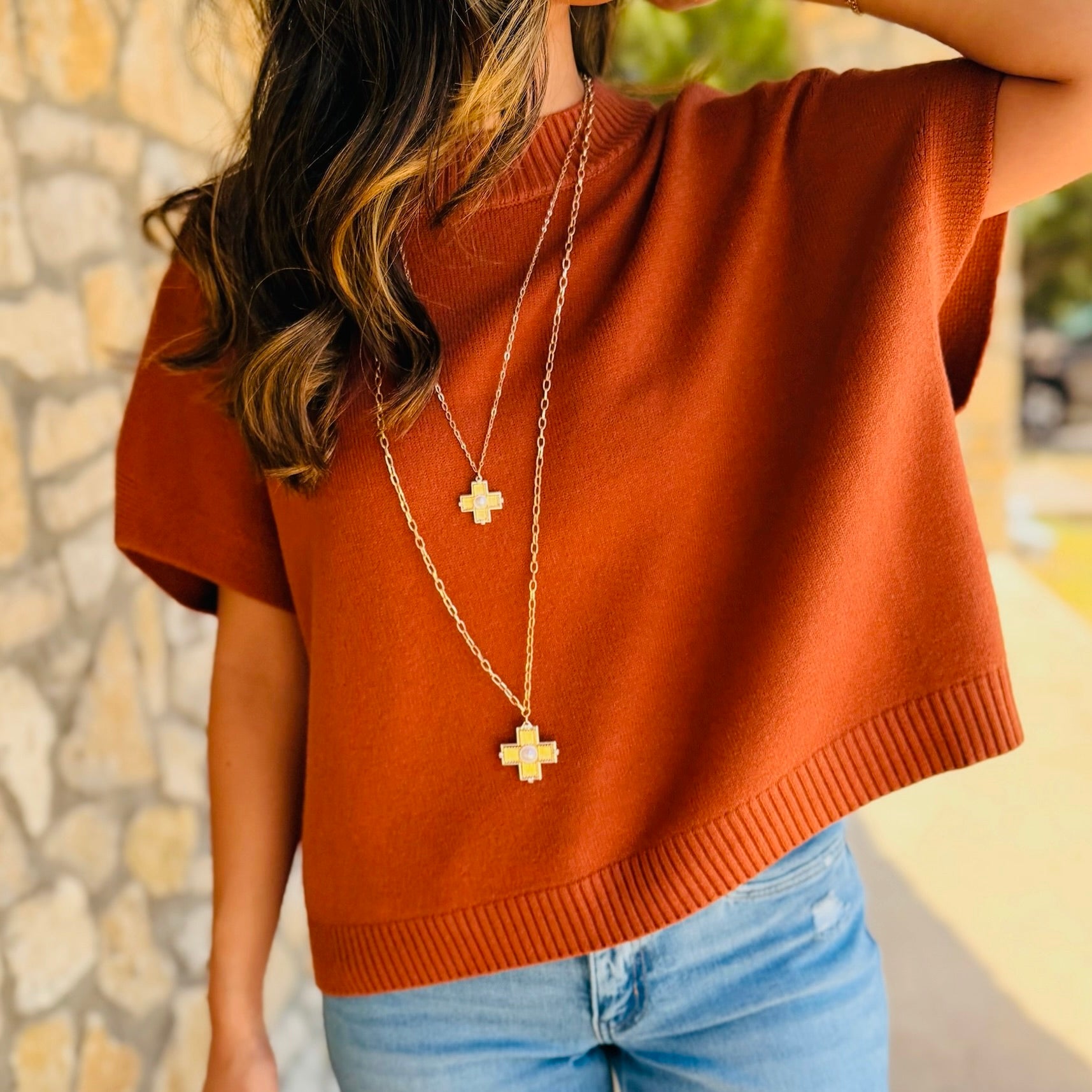 Serenity Cross Layered Chain Cross Necklace