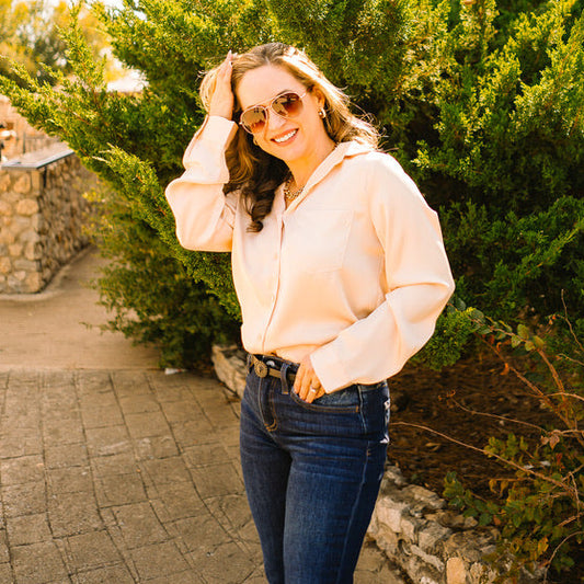 satin blouse, silky button up top, classic collared blouse, long sleeve satin shirt, relaxed fit blouse, polished work blouse, date night top, chic satin button down, versatile wardrobe staple, timeless satin blouse, soft silky feel blouse, solid color satin top, elevated everyday blouse, office to evening top, best selling satin blouse, smooth satin shirt, recycled polyester blouse, sophisticated satin top, chest pocket blouse, effortless chic satin blouse