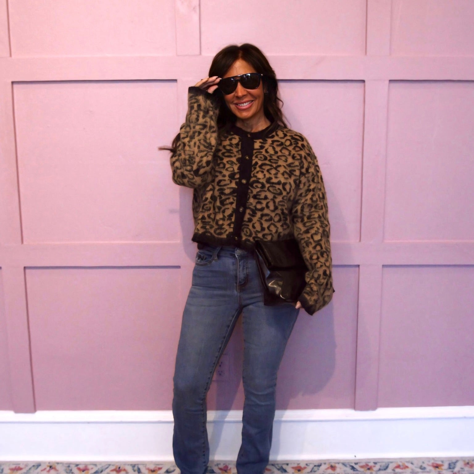 Wildly Cozy Leopard Print Sweater Cardigan
