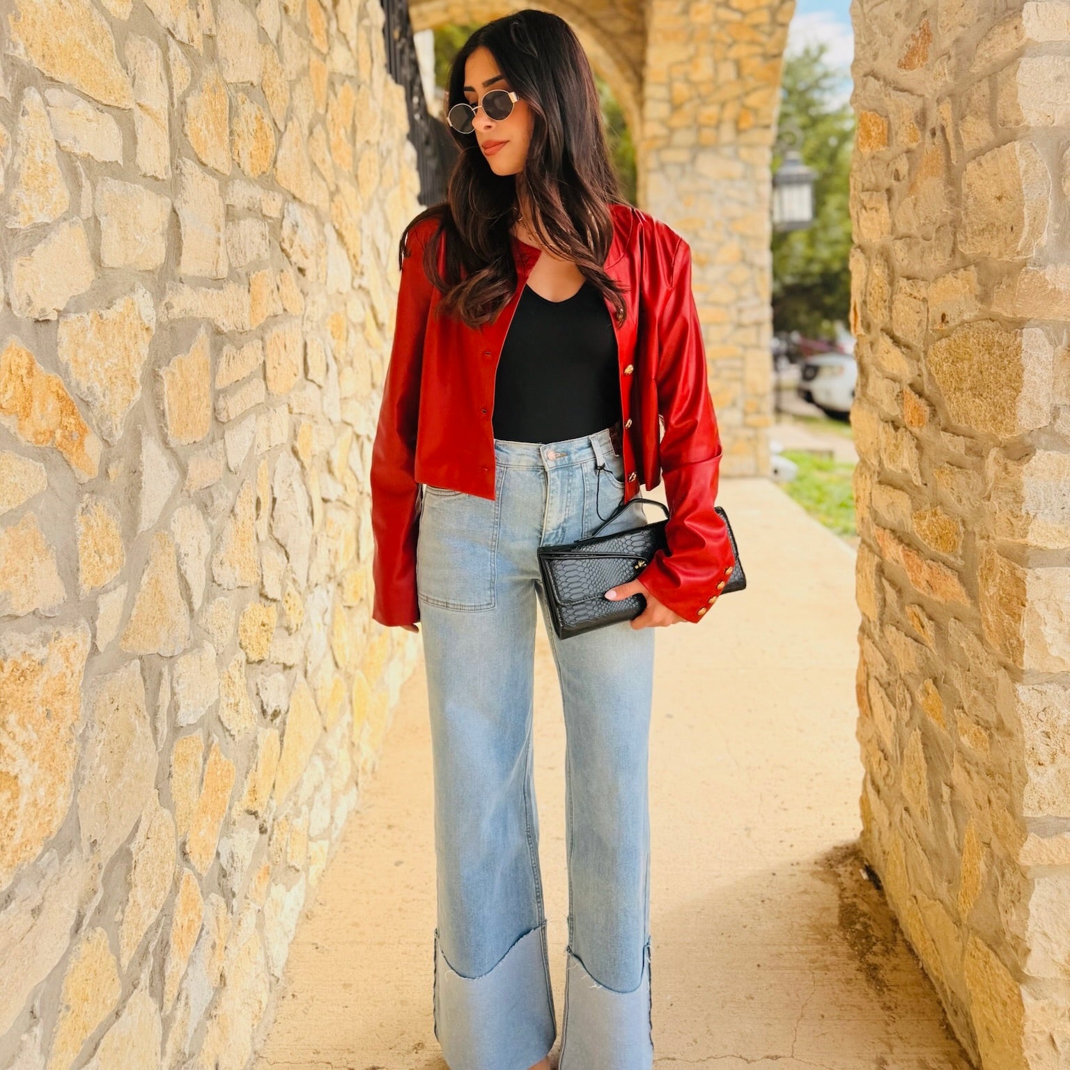 Bailey Medium Wash Wide Cuff Leg Jeans