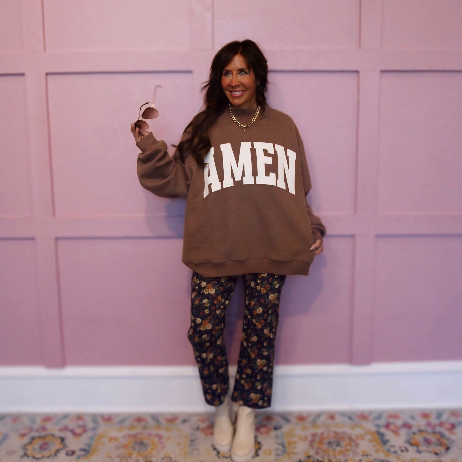 WWJD & Amen Mock Neck Reversible Sweatshirt