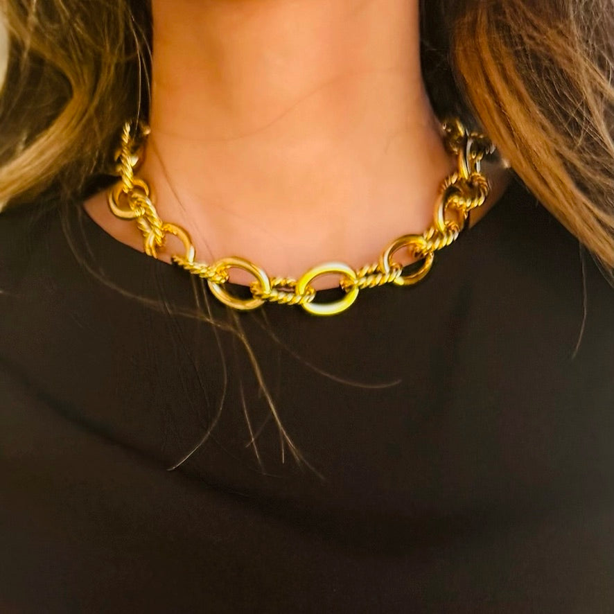 Aspen Chunky Textured Gold Chain Brenda Grands Necklace