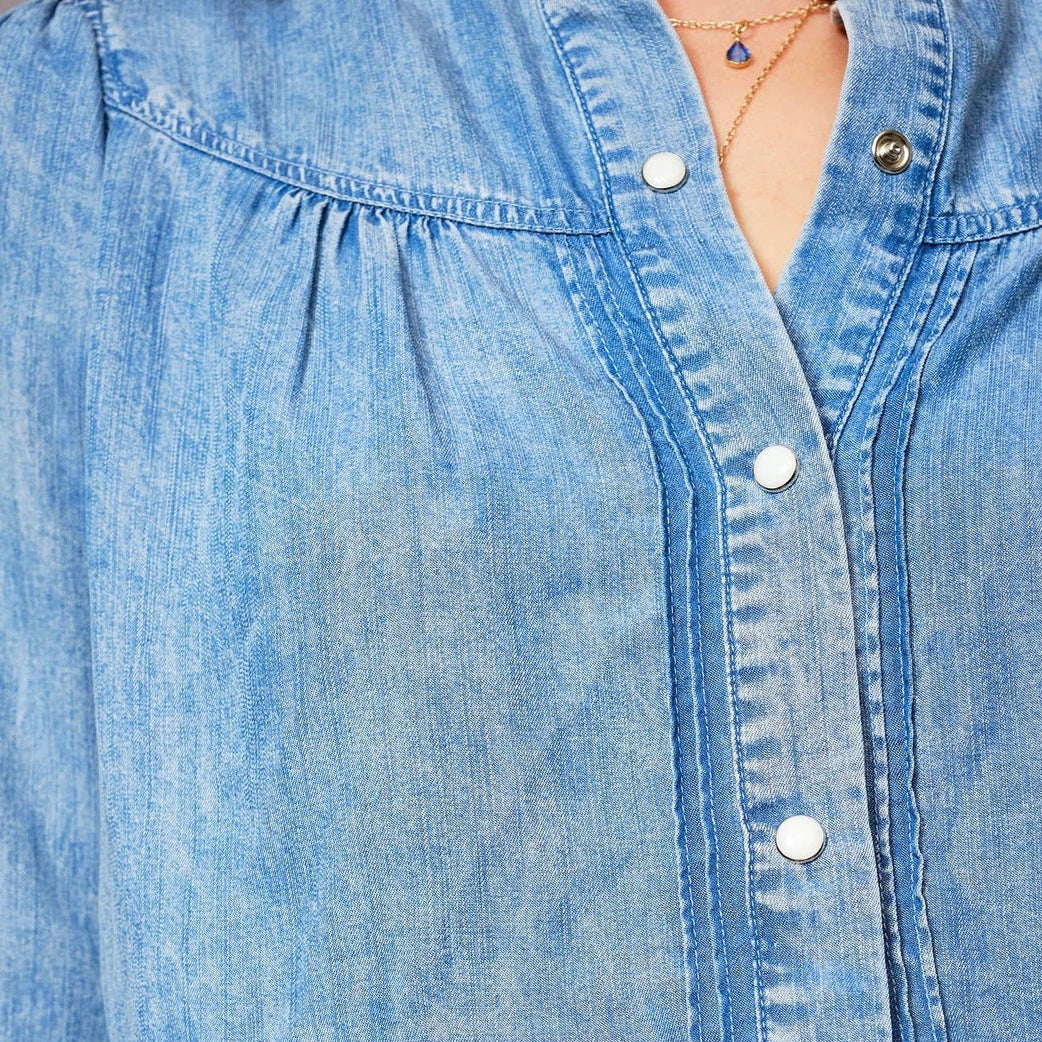 The Amelie Denim Button Down Blouse