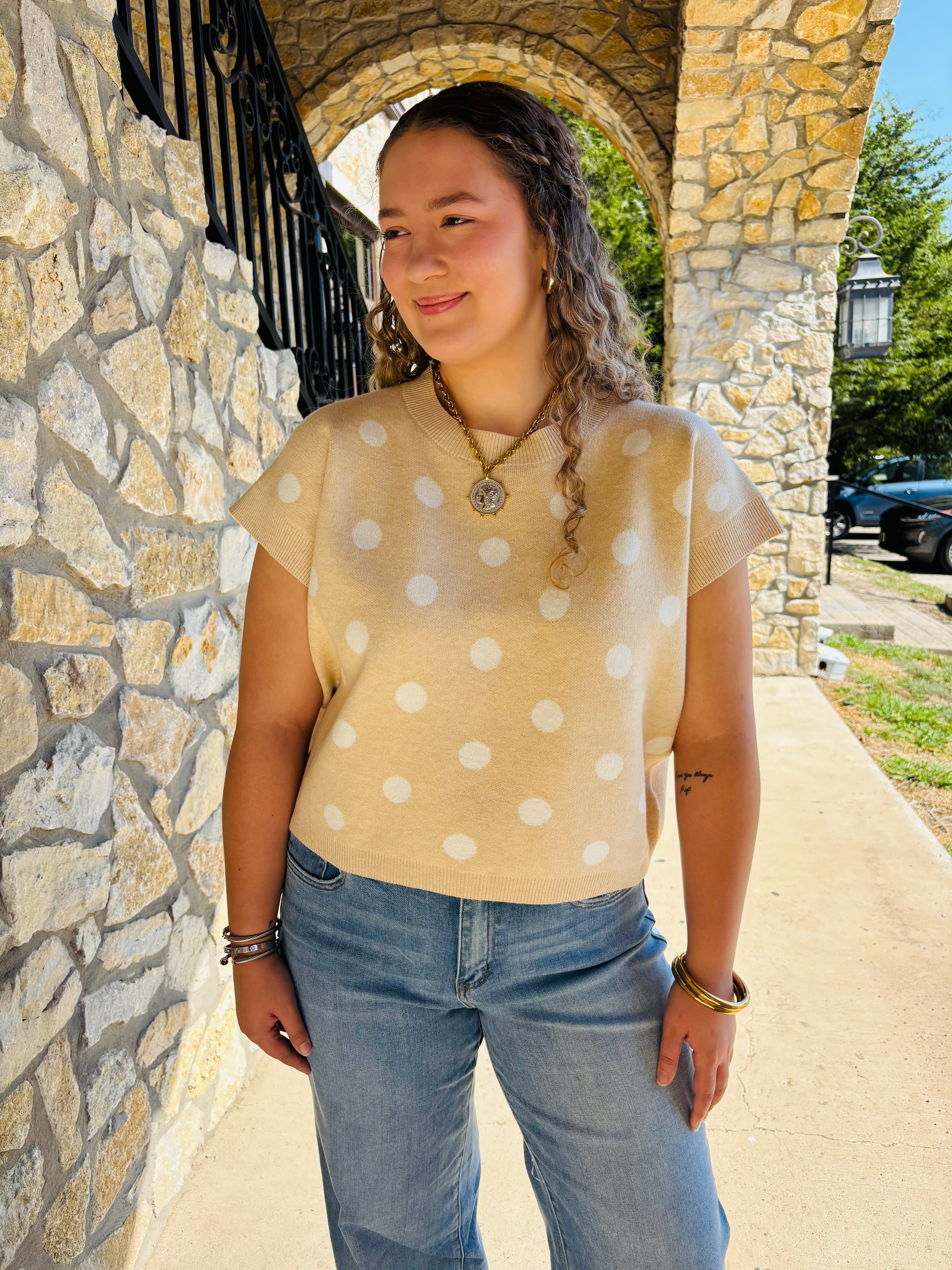 The Hadley Polka Dot Knit Top