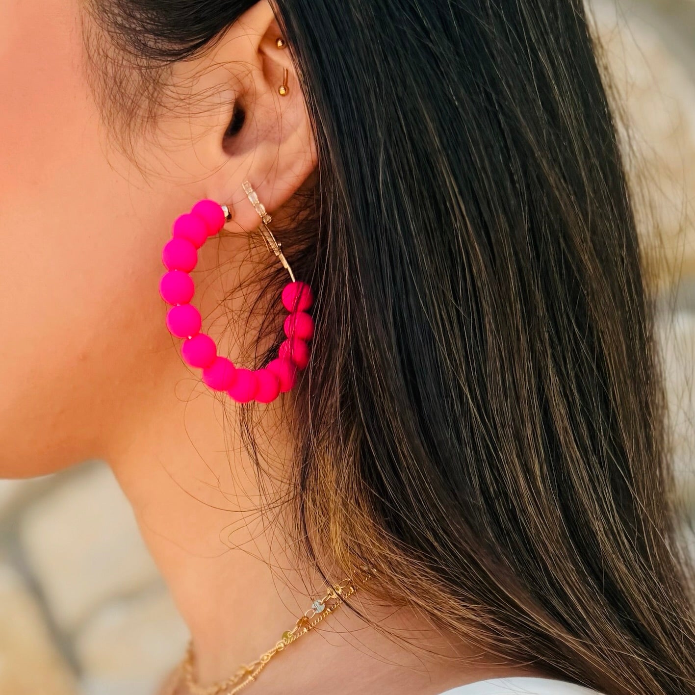 Love At First Sight Beaded Hoop Earring