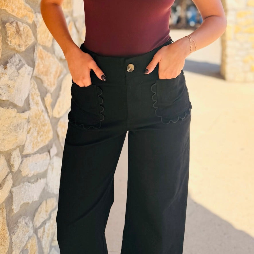 The Camille Scalloped Wide Leg Pants