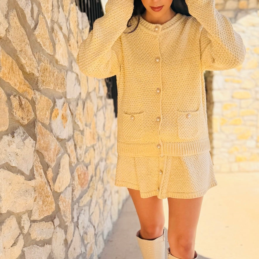 Mavelyn Sweater Knit Cardigan With Pearl Buttons