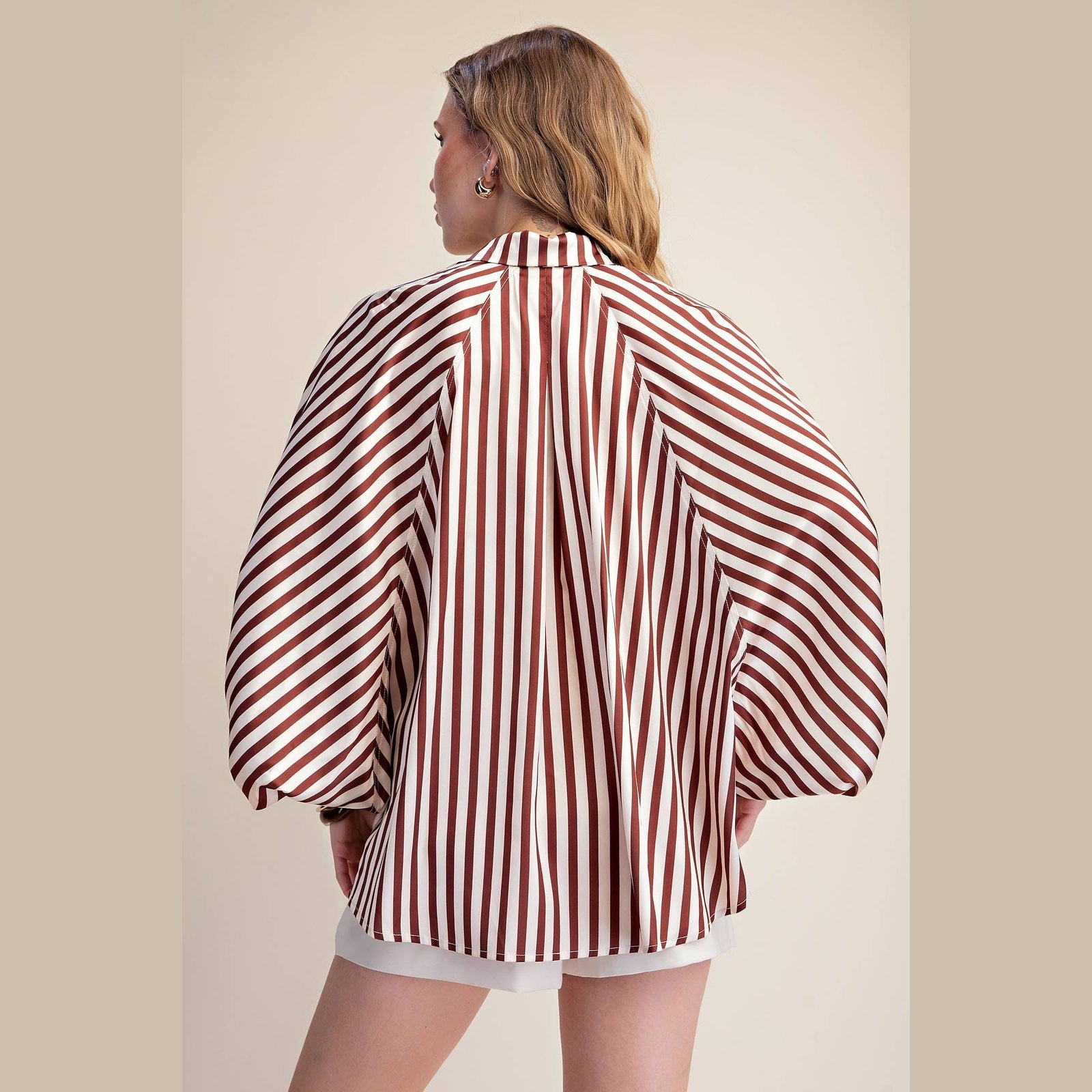 The Elise Stripe Oversized Button-Up Blouse