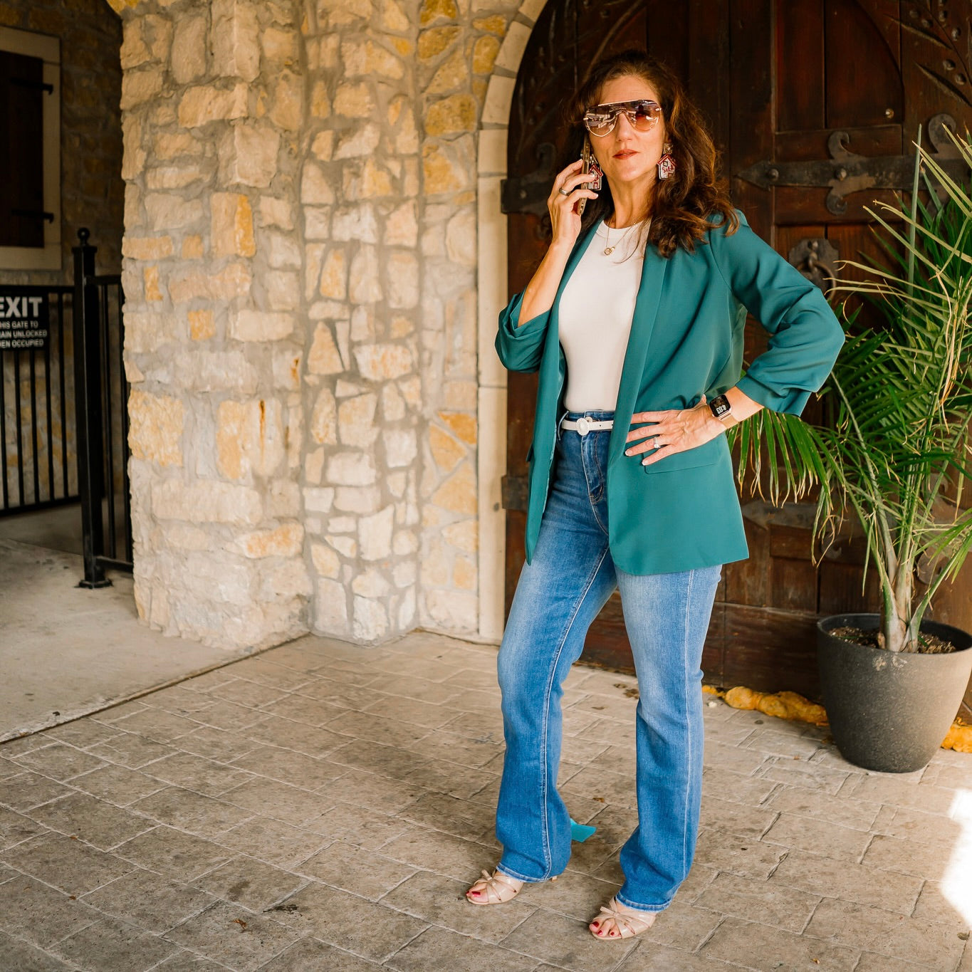 relaxed fit blazer, ruched sleeve blazer, 3/4 sleeve blazer, shoulder pad blazer, dropped shawl collar blazer, flap pocket blazer, versatile women’s blazer, office blazer, dressy casual blazer, polished workwear blazer, boutique blazer, structured yet relaxed blazer, chic everyday blazer, stylish layering blazer, solid color blazer, professional women’s blazer, date night blazer, hand wash blazer, timeless wardrobe blazer, sophisticated blazer for women, forest green blazer, fuchsia blazer, white blazer