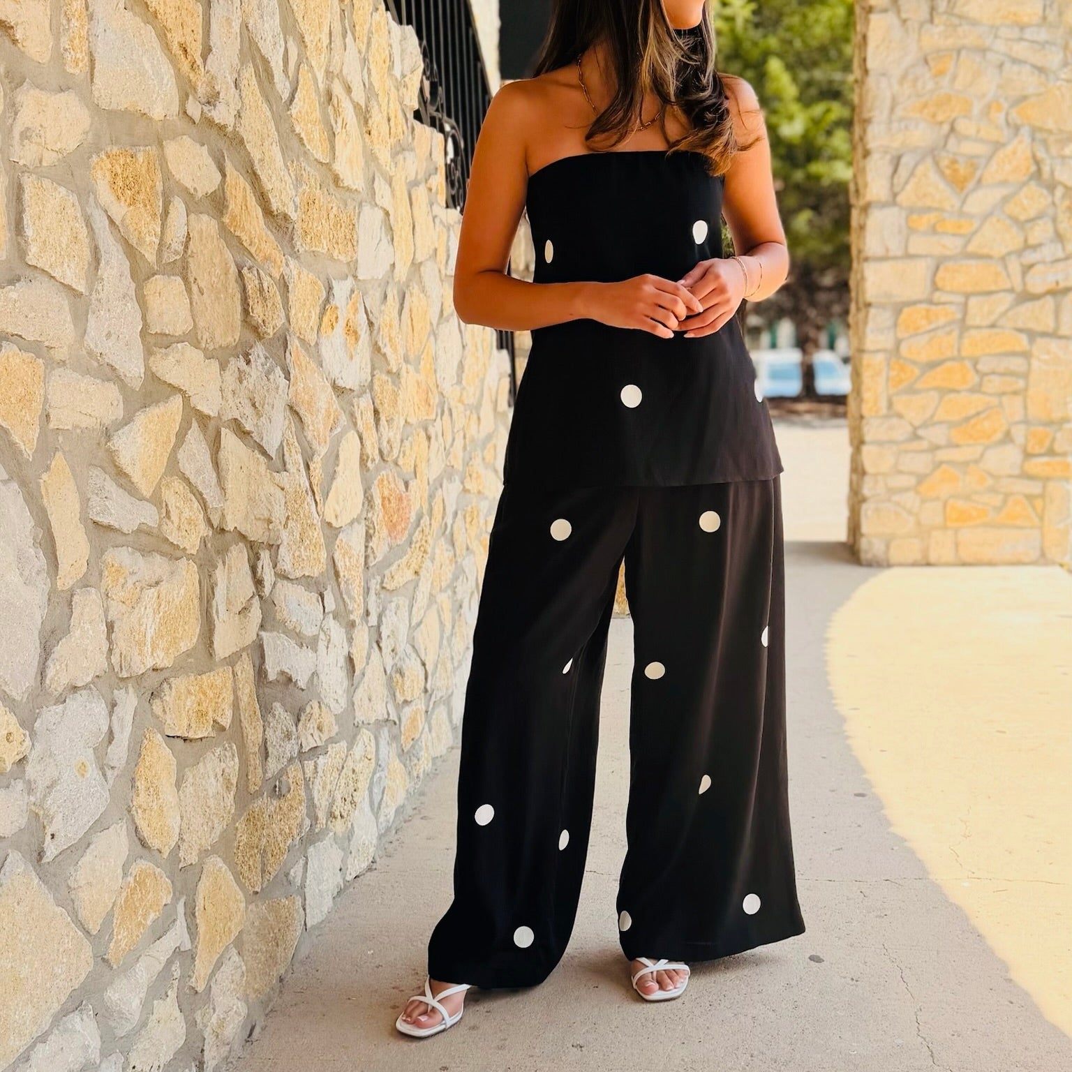 Polished Dot Tube Top & Pants Polka Dot Set