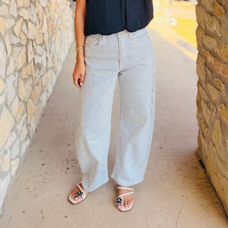 The Blair Striped Classic Barrel Jeans