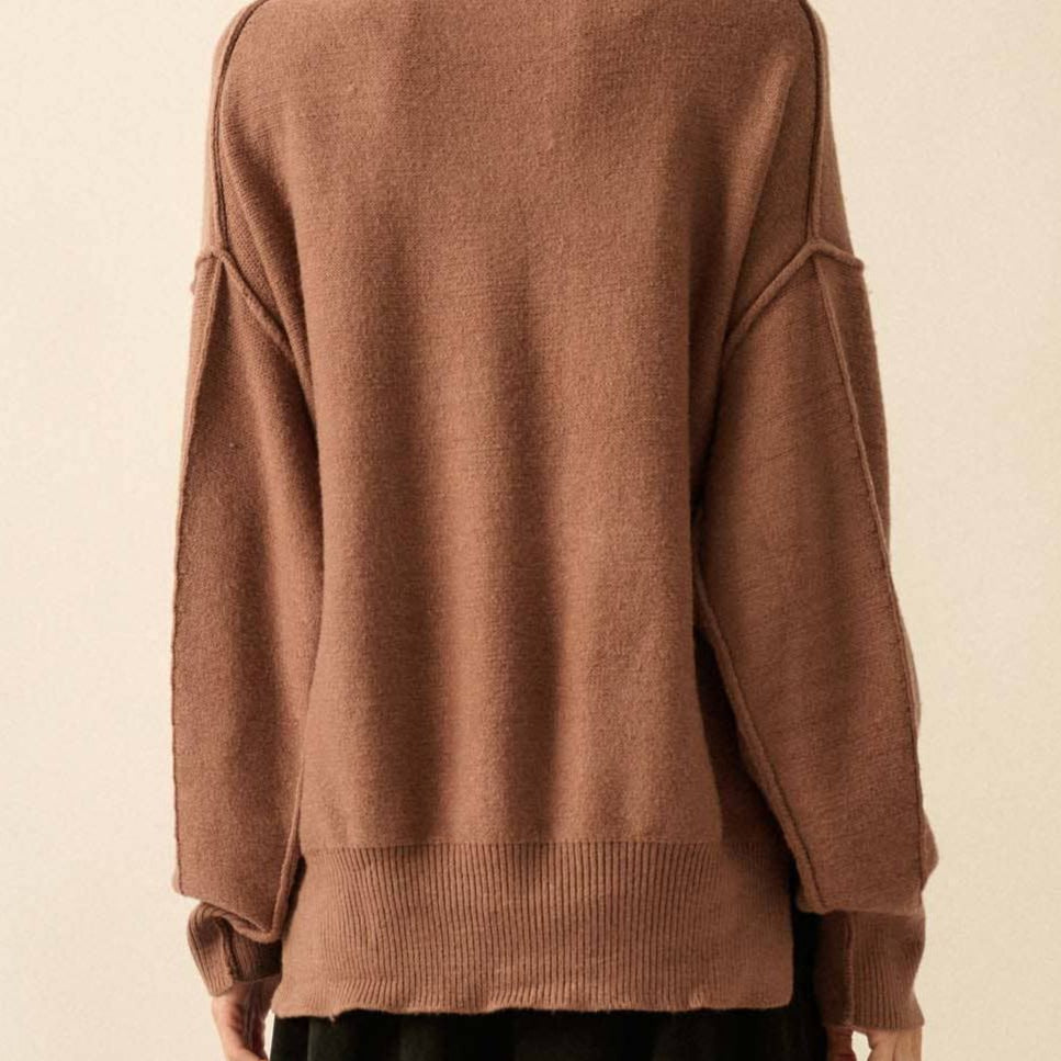 Tiger's Eye Embroidered Exposed-Seam Sweater