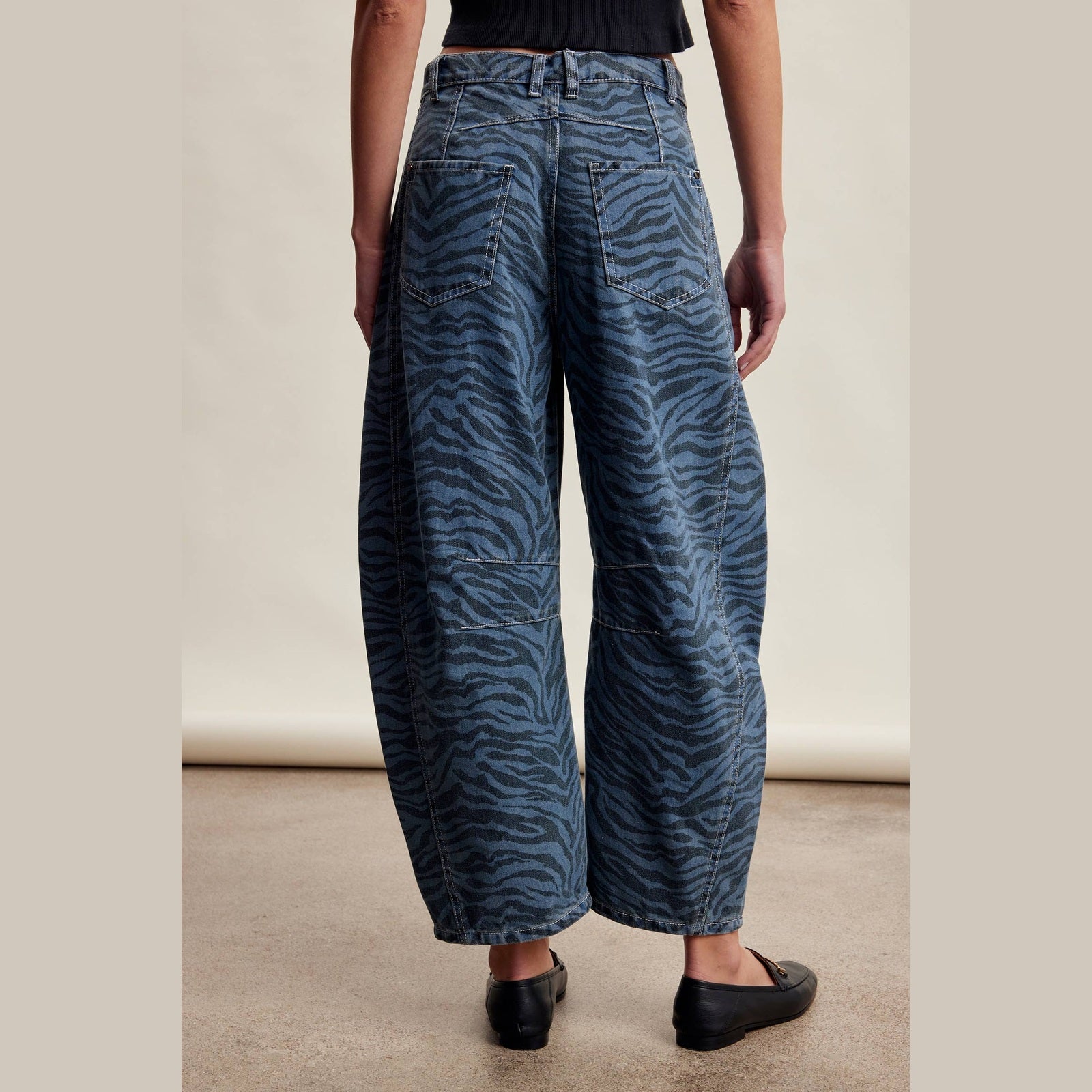 The Wild Instinct Zebra Barrel Jeans