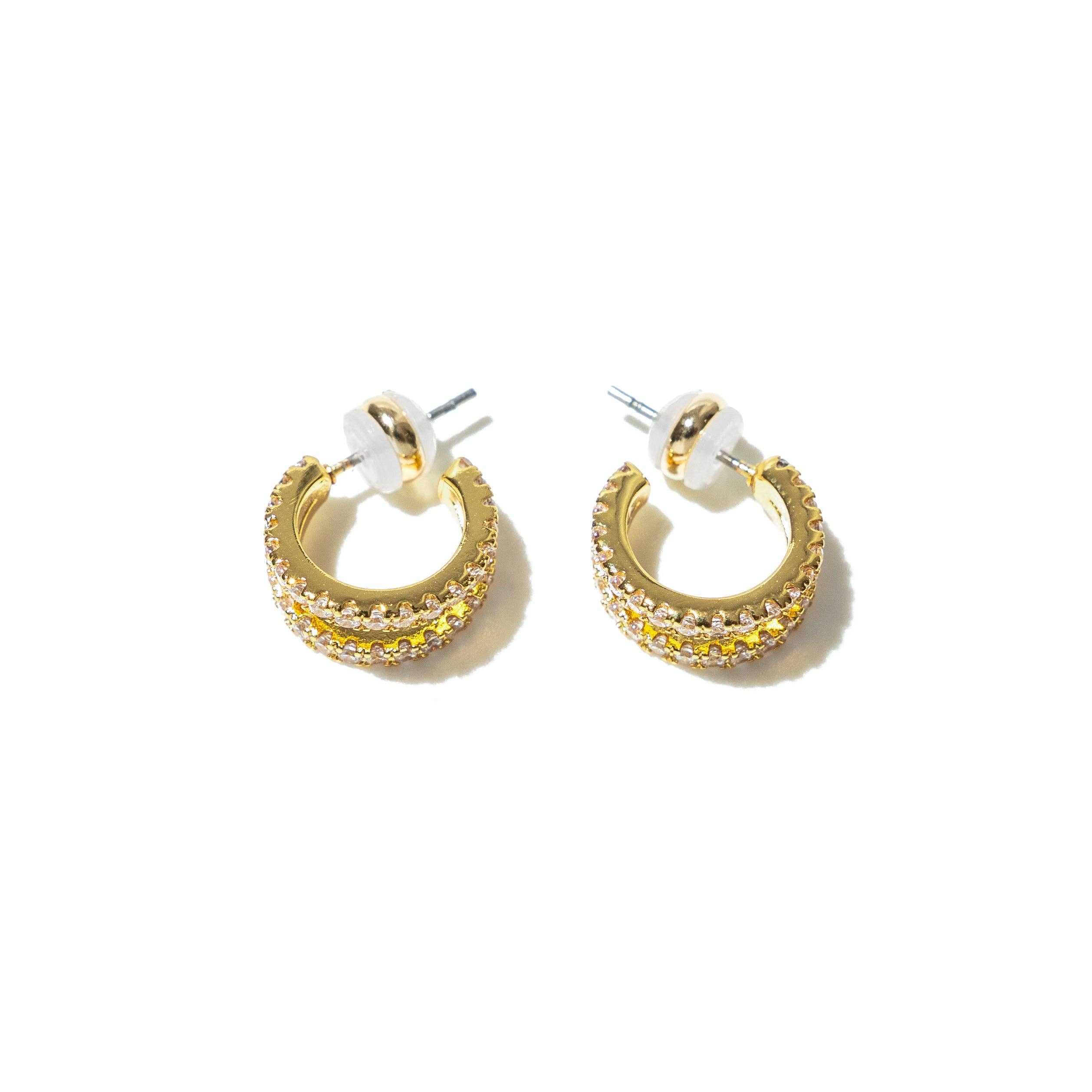 The Quinn Pave Shine Double Huggie Hoops
