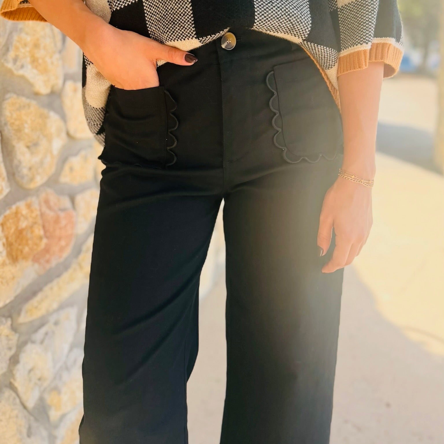 The Camille Scalloped Wide Leg Pants