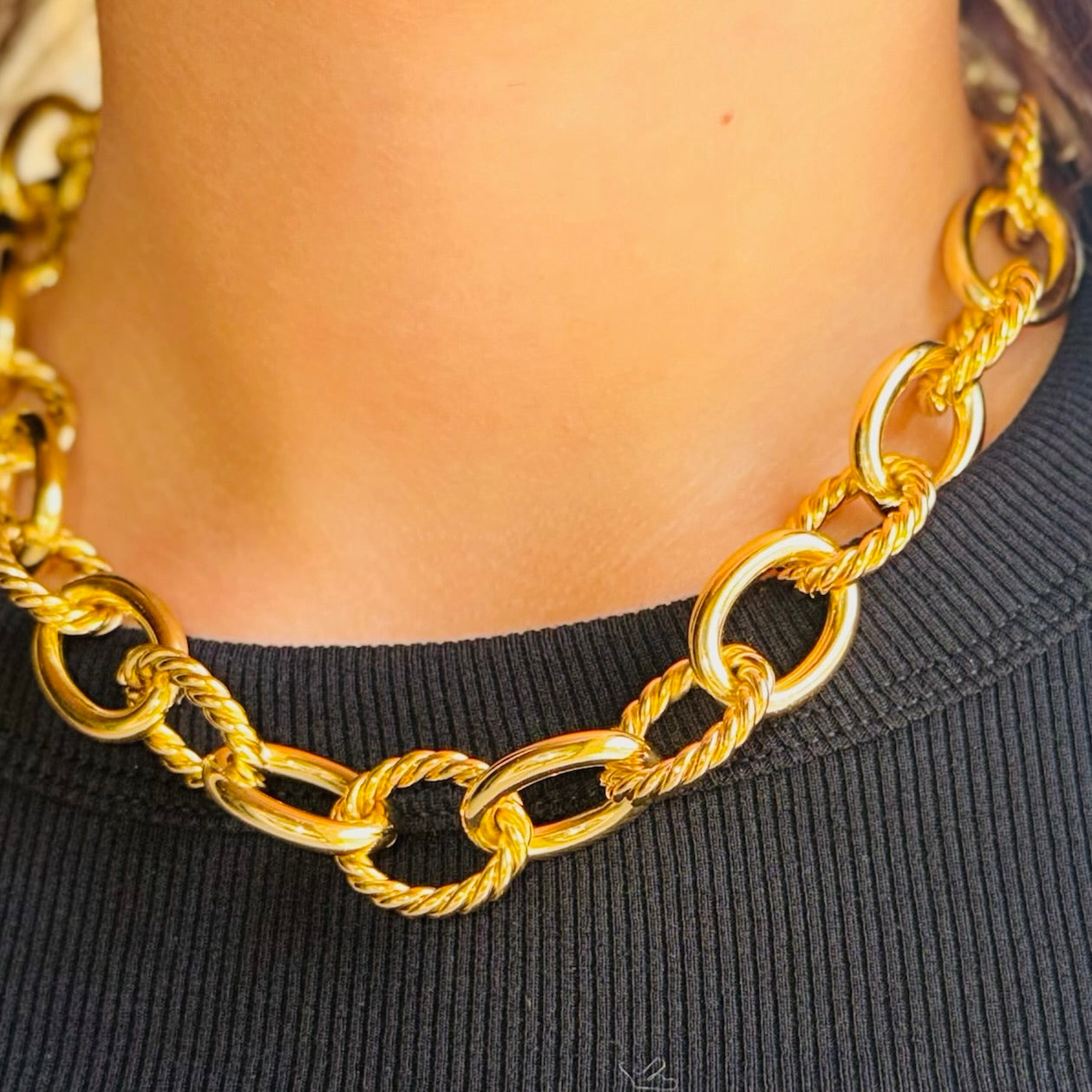 Aspen Chunky Textured Gold Chain Brenda Grands Necklace