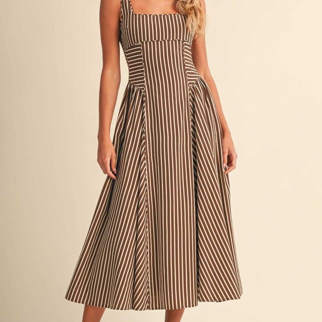 The Espresso Lane Striped Midi Dress