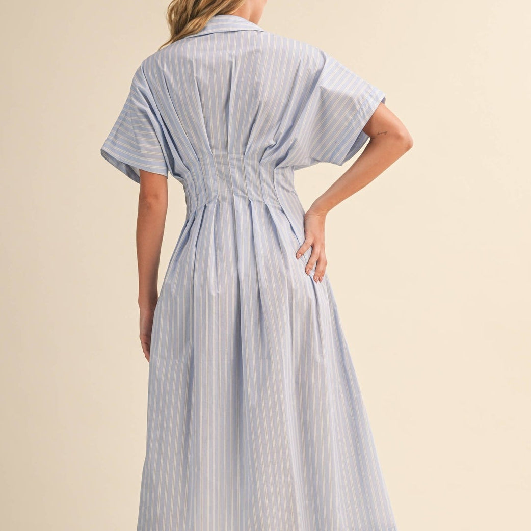The Charleston Stripe Button Down Midi Dress