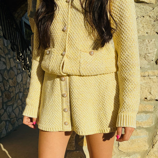 pearl button skirt, matching knit skirt, textured knit skirt women, cotton knit skirt, ivory knit skirt, navy knit skirt, button front skirt women, pearl detail skirt, elevated everyday skirt, polished knit skirt, feminine wardrobe staple, classic silhouette skirt, ribbed waist knit skirt, dressy casual skirt women, fall to spring skirt, boutique women’s skirts, coordinated set skirt, skirt and cardigan set, refined knitwear women