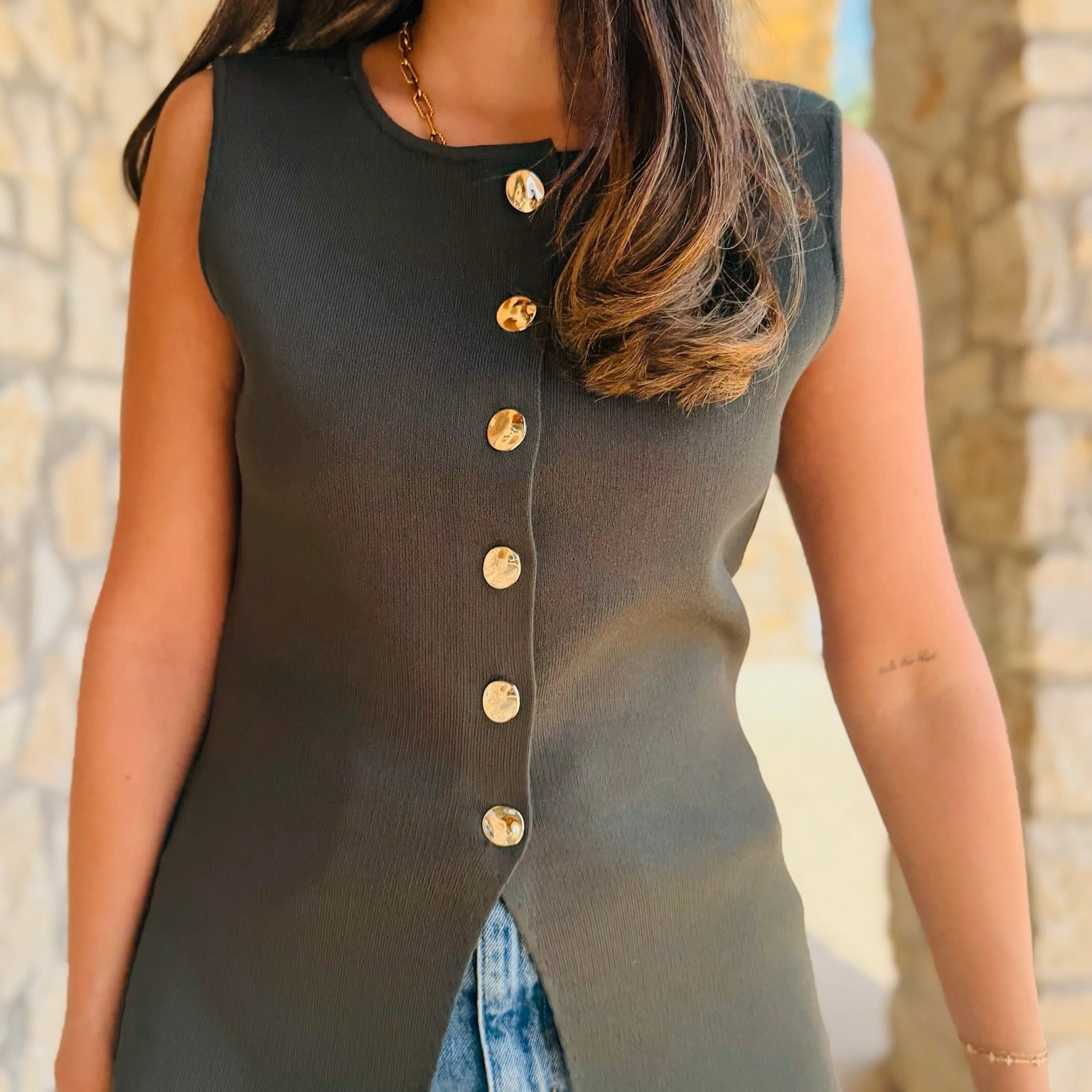 Solana Sleeveless Sweater Knit Peplum Vest