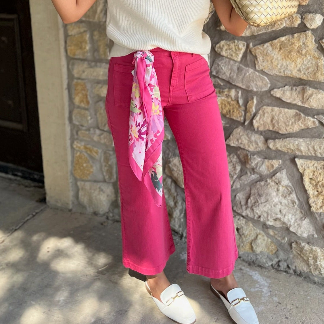 pink jeans, hot pink denim, cropped wide leg jeans, high rise pink pants, bold color denim, statement jeans, trendy pink jeans, wide leg crop denim, colorful boutique jeans, fun pink outfit, work appropriate colored jeans, school outfit denim, comfort stretch jeans, square pocket jeans, women’s wide leg jeans, fashion forward denim, vibrant pink pants, trendy fall denim, bold color statement piece, stylish pink bottoms, boutique color denim, flattering cropped jeans