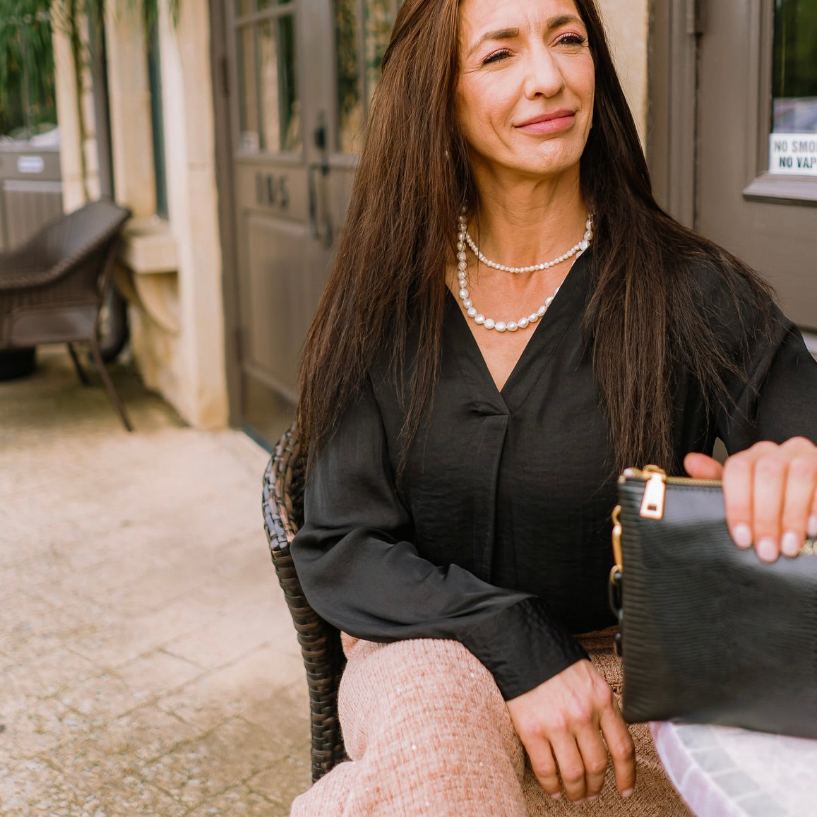 satin blouse, draped blouse, elegant work blouse, modern chic blouse, office ready top, date night blouse, fall fashion top, classic staple blouse, boutique blouse for women, professional blouse, versatile dressy top, sleek collar band blouse, soft satin top, sophisticated women’s blouse, polished silhouette blouse, solid color blouse, hand wash blouse, refined blouse, effortless chic top, timeless blouse, stylish staple top, flattering draped blouse, feminine boutique blouse, versatile satin blouse