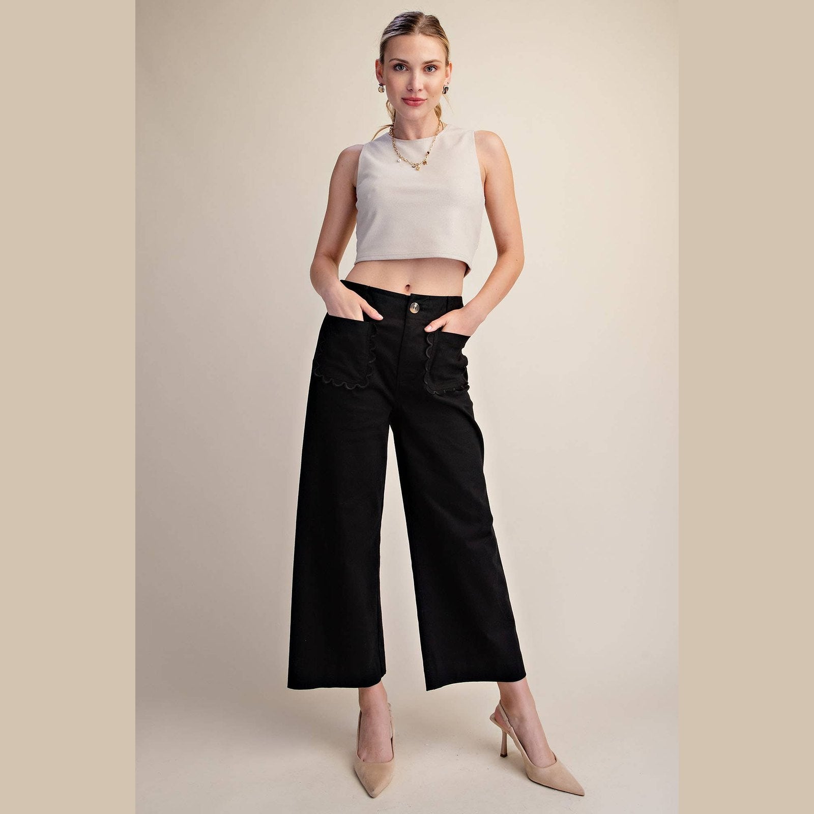 The Camille Scalloped Wide Leg Pants