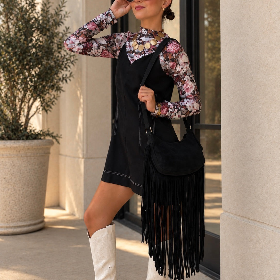 The Oakley Suede Fringe Crossbody