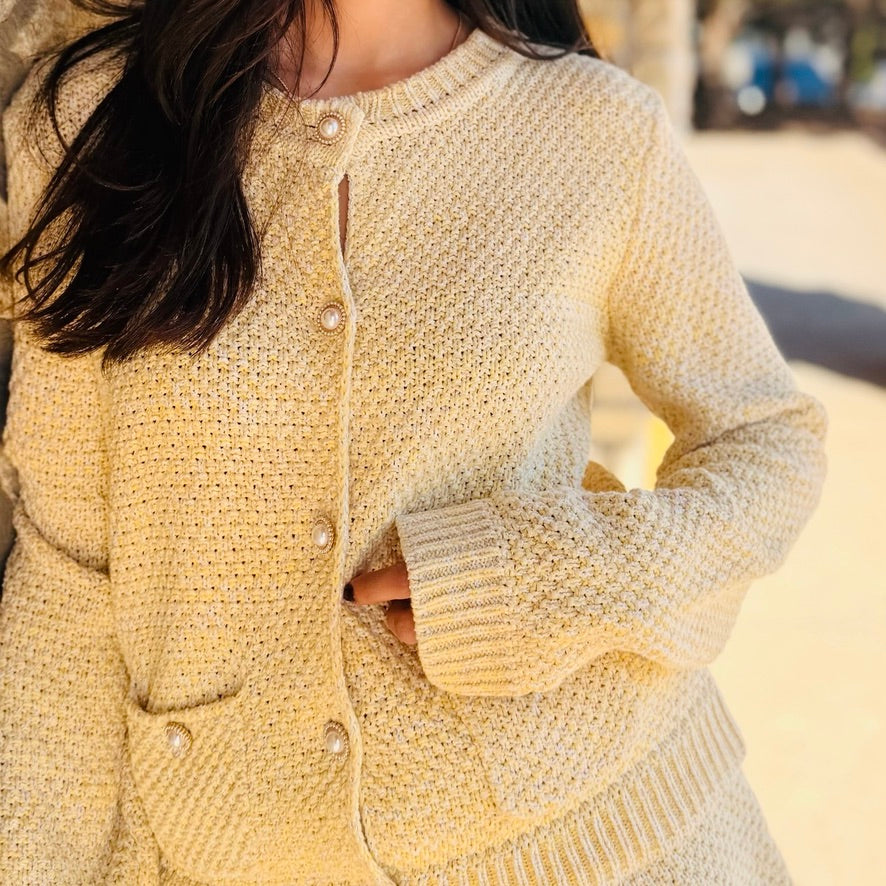 Mavelyn Sweater Knit Cardigan With Pearl Buttons
