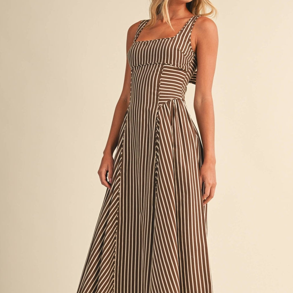 The Espresso Lane Striped Midi Dress