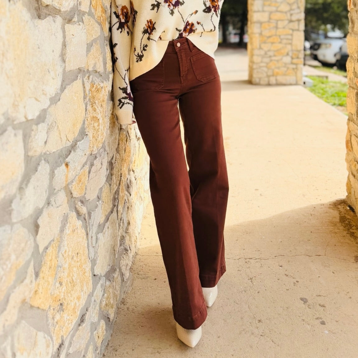 The Mahogany Kiss Patch Pocket Trouser Wide Jeans
