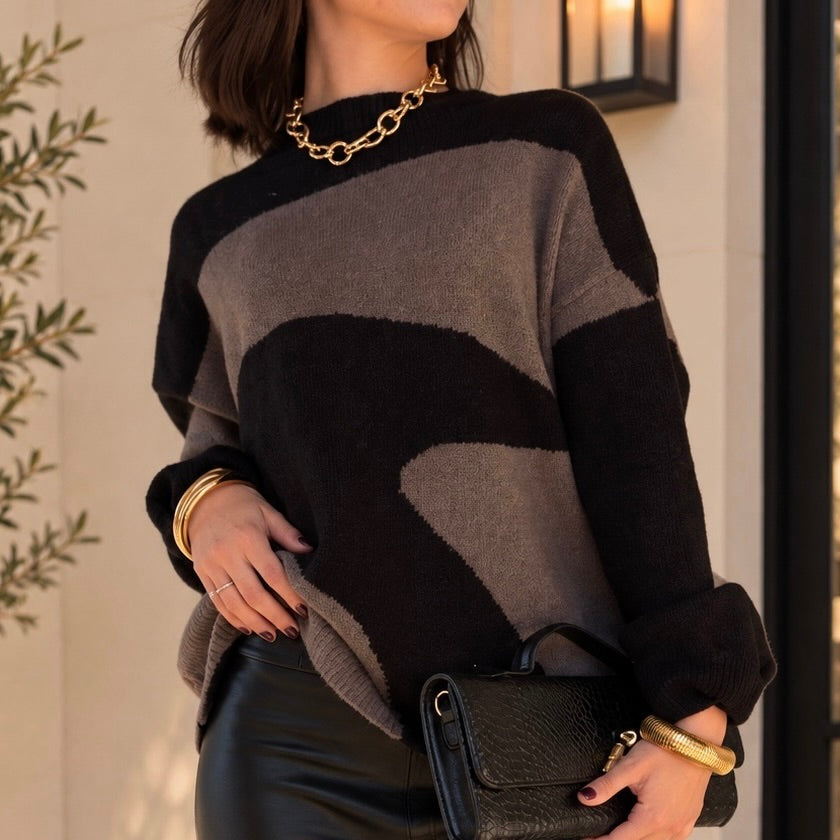 The Colette Abstract Pattern Sweater Top