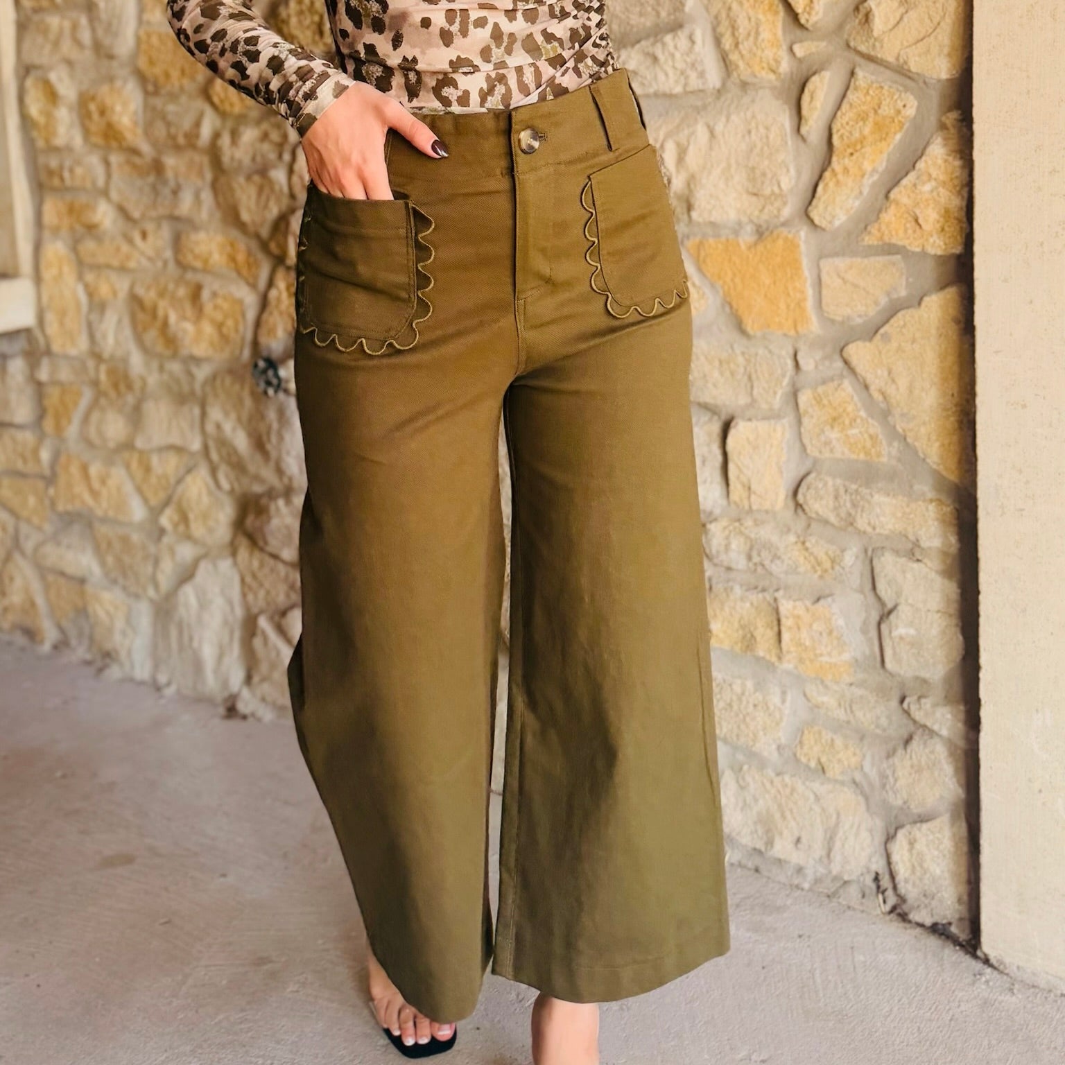 The Camille Scalloped Wide Leg Pants