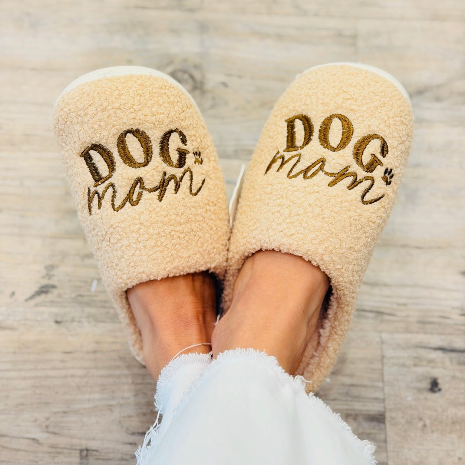Cozy Club Dog Mom Slippers