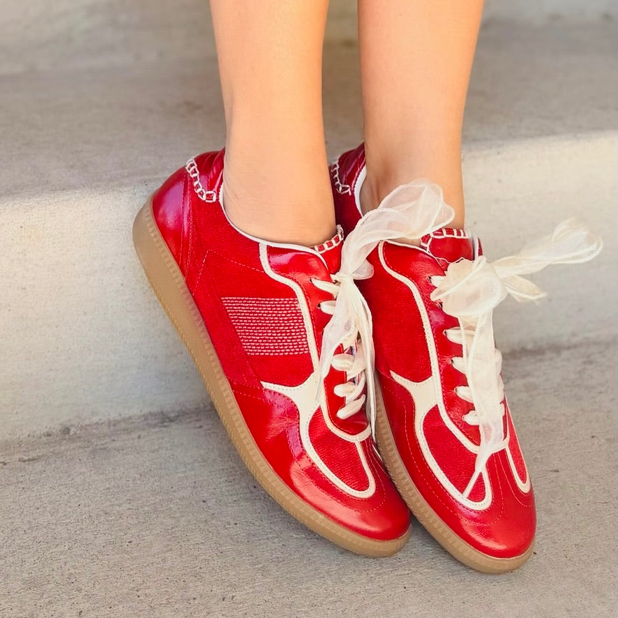 The Dalia Cherry Lace Up Sneaker