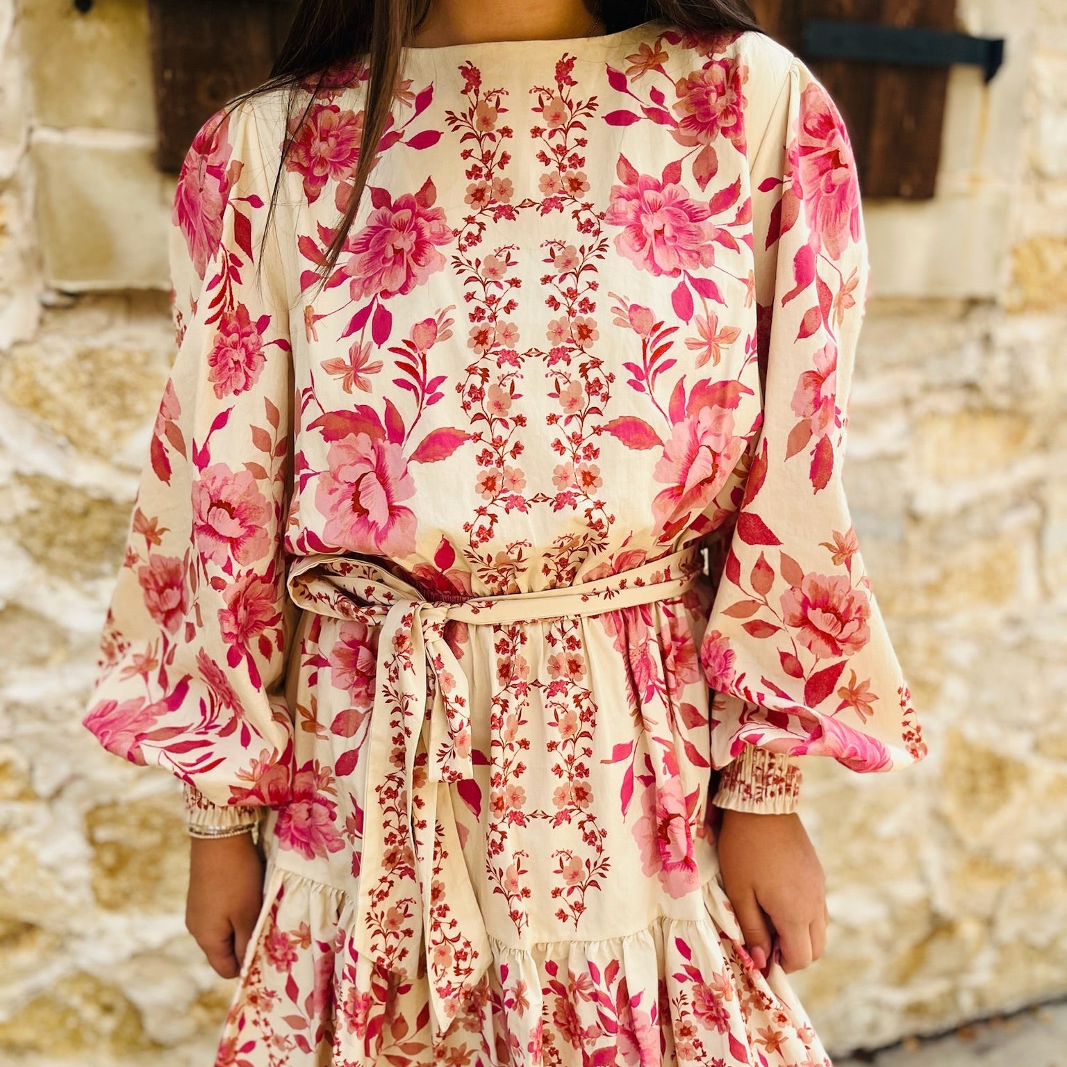 floral mini dress, fall floral dress, long sleeve mini dress, smocked cuff dress, self tie waist dress, ruffle hem dress, feminine fall outfit, woven floral dress, lightweight mini dress, transitional fall dress, boutique floral dress, casual day dress, brunch outfit dress, fall layering dress, floral print mini, romantic fall style, cute fall dress, city stroll outfit, trendy boutique dress