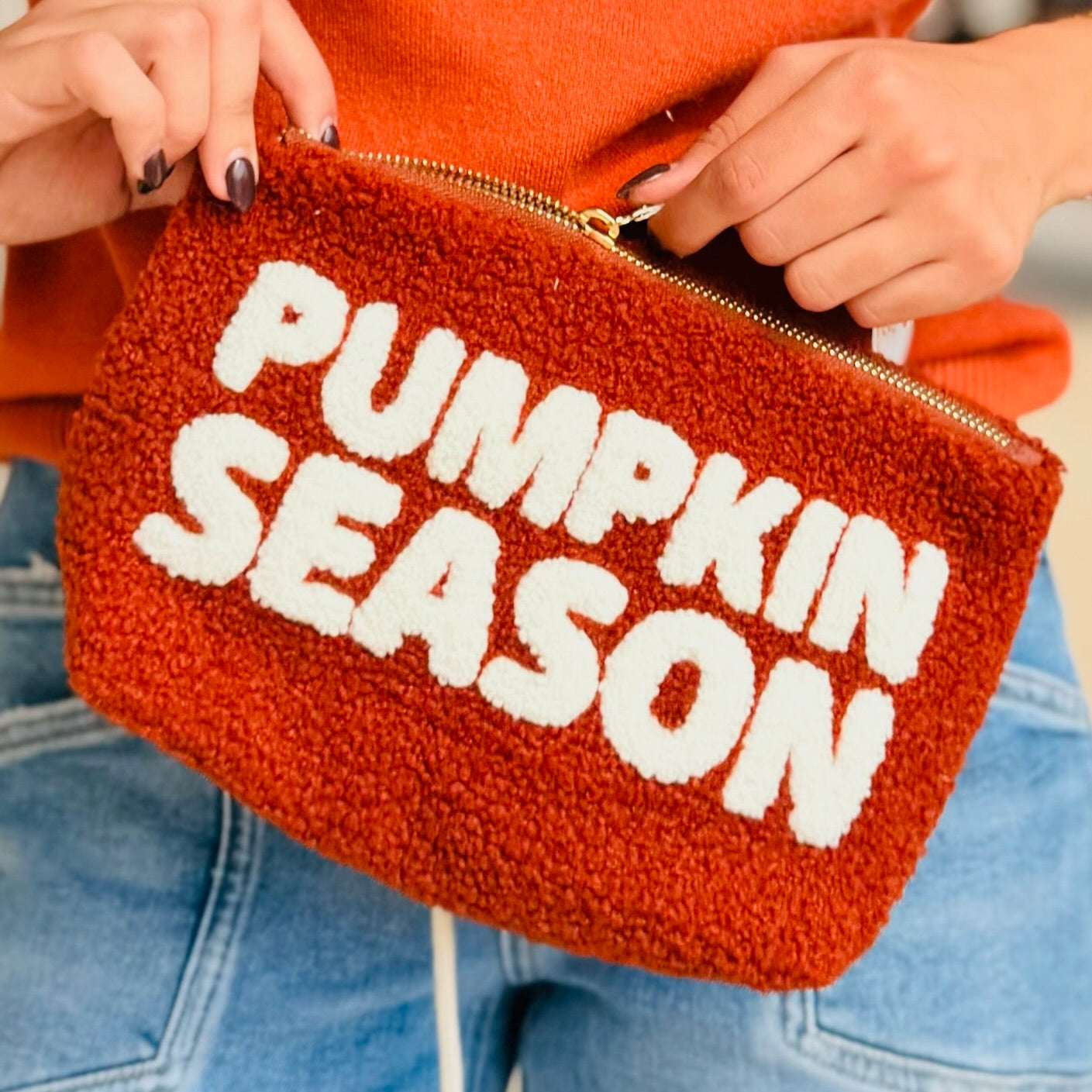 Pumpkin Season Rectangle Teddy Pouch