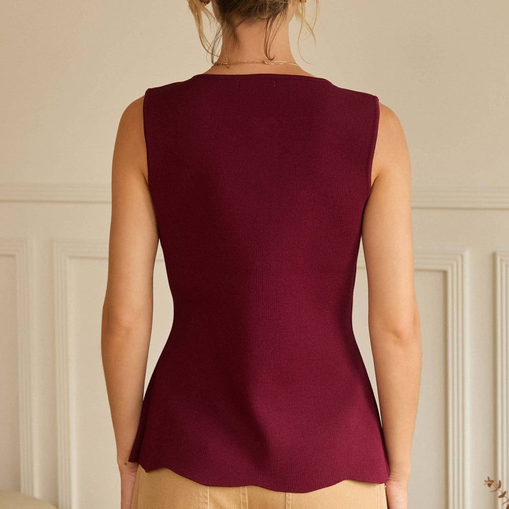Solana Sleeveless Sweater Knit Peplum Vest