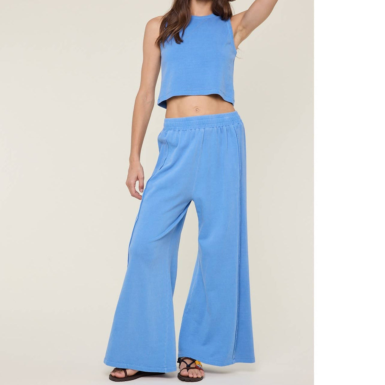 Daily Routine Athleisure Matching Tank & Palazzo Pants Set