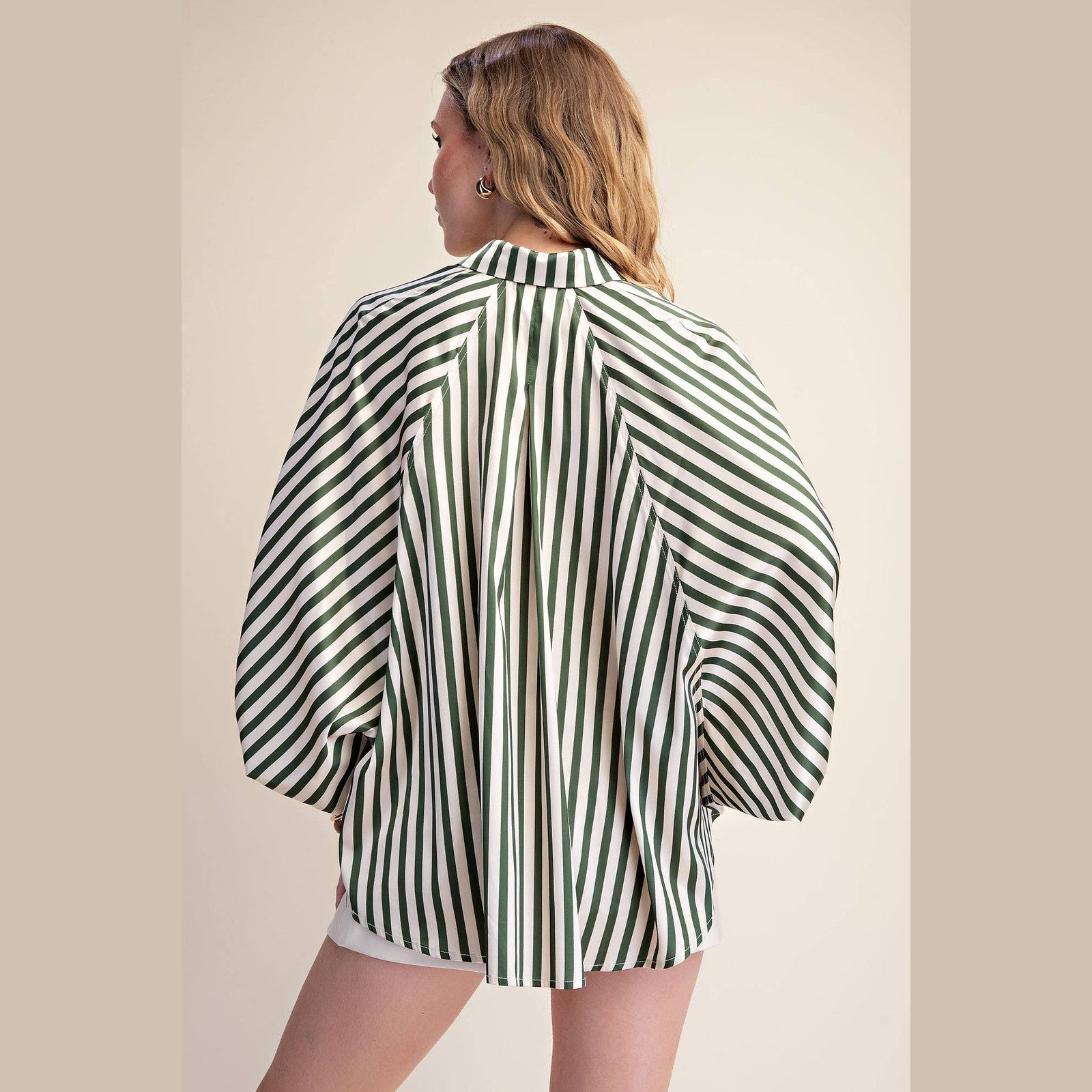 The Elise Stripe Oversized Button-Up Blouse