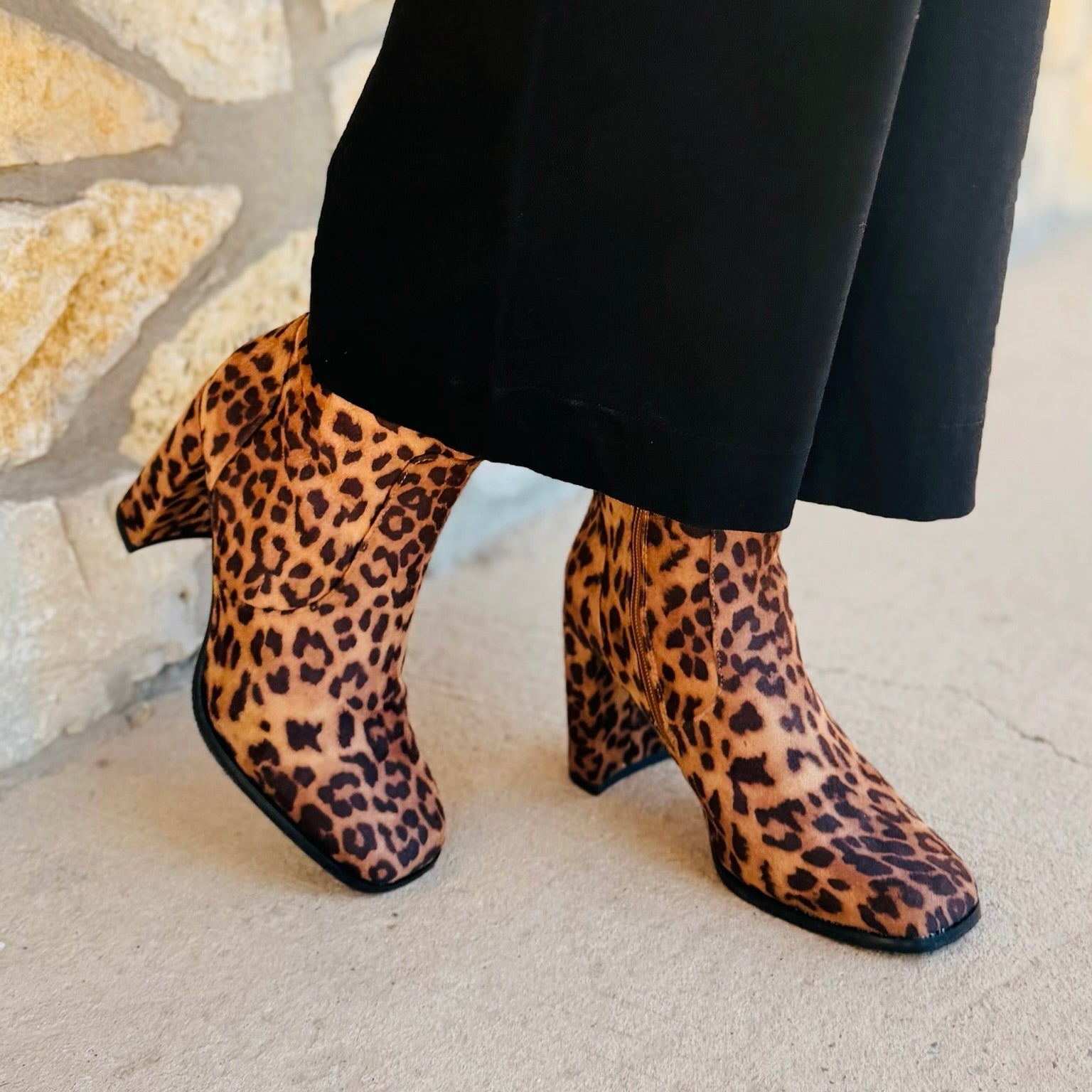 The Catwalk Leopard Wide Leg Bootie