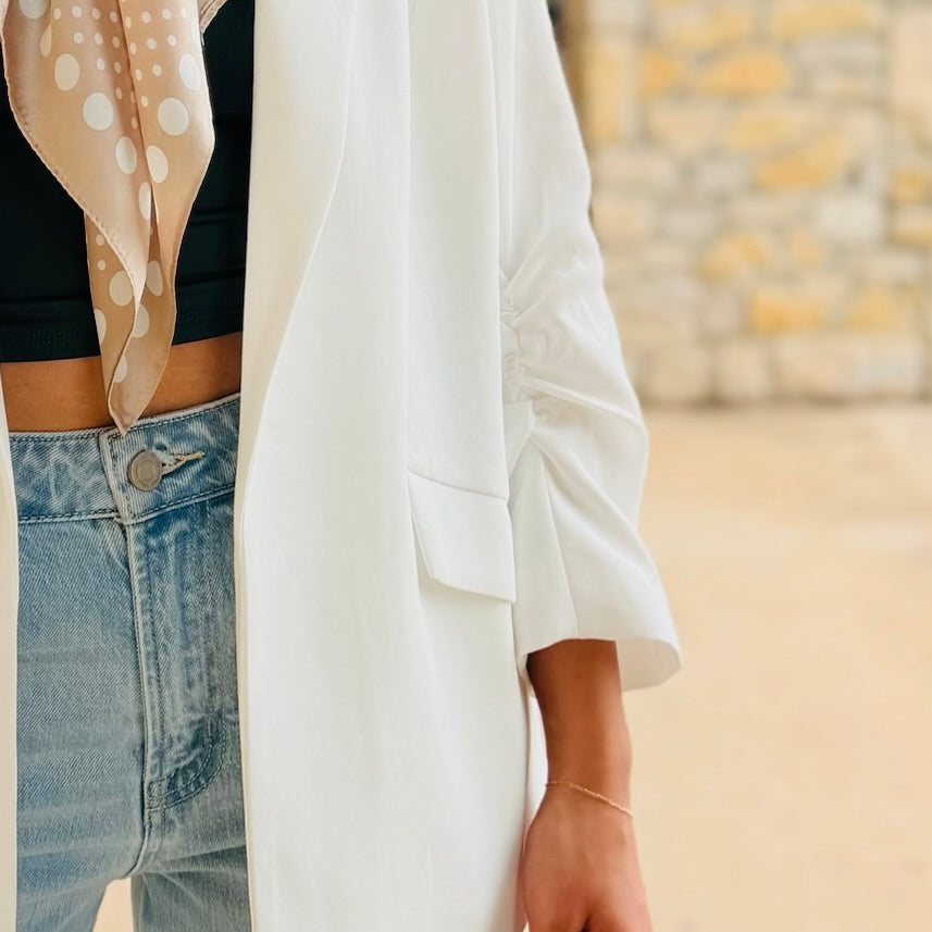 Main Attraction Shirred Sleeve Classic Blazer