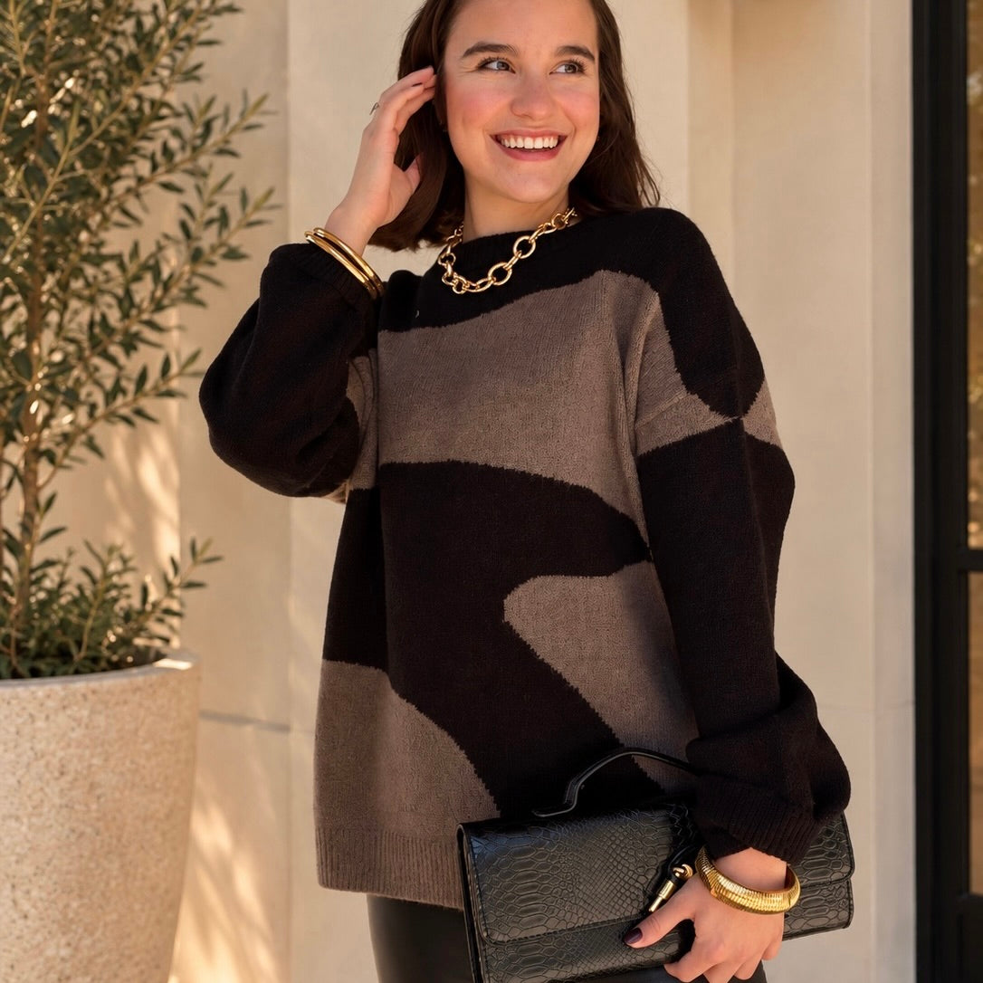 The Colette Abstract Pattern Sweater Top