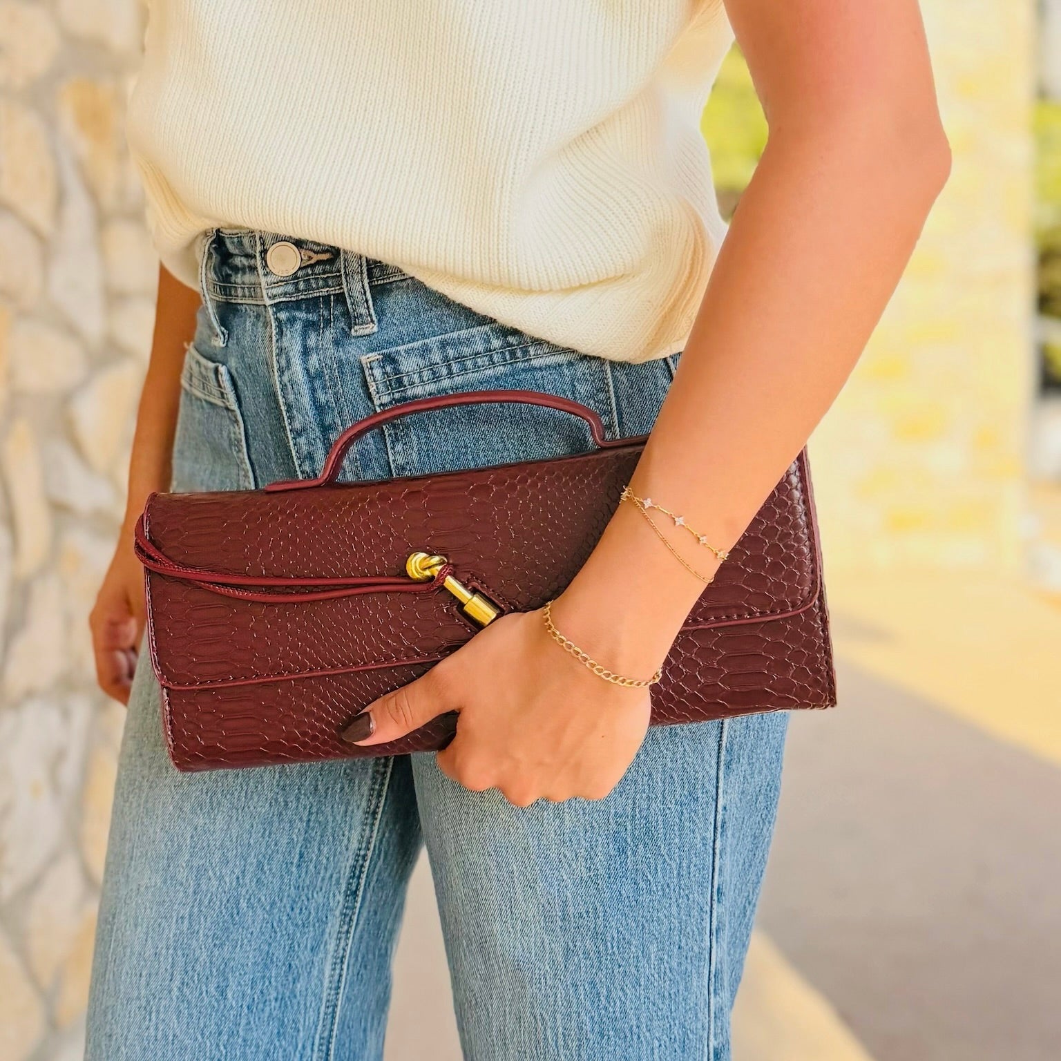 The Sienna Snakeskin Clutch